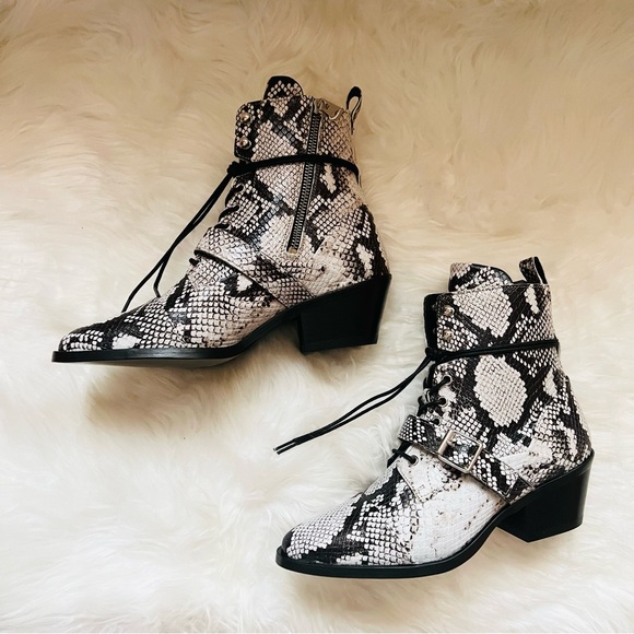 New! AllSaints Katy Snake Print Calf Leather Western Boots. No box. Never worn. - Picture 7 of 14
